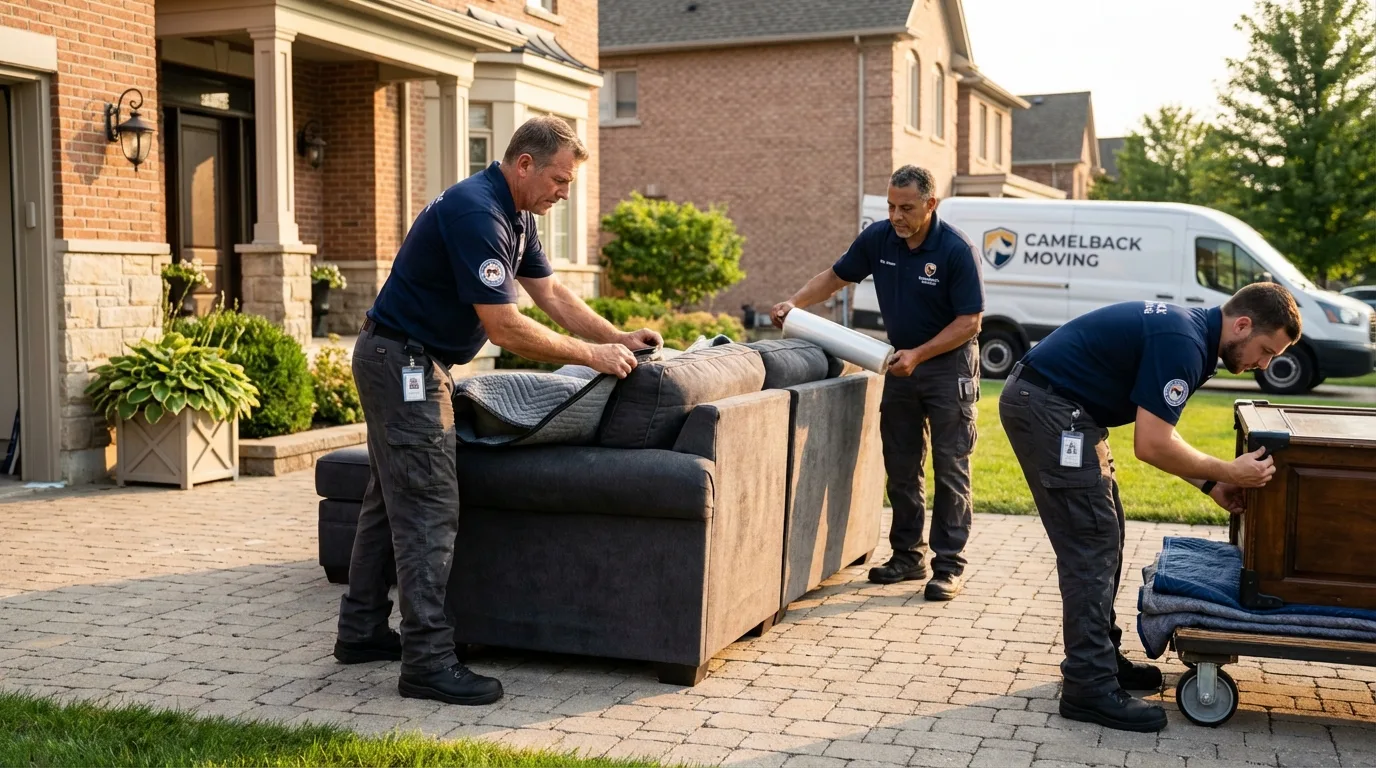Large estate moving crew wrapping furniture in Grand Island, NE