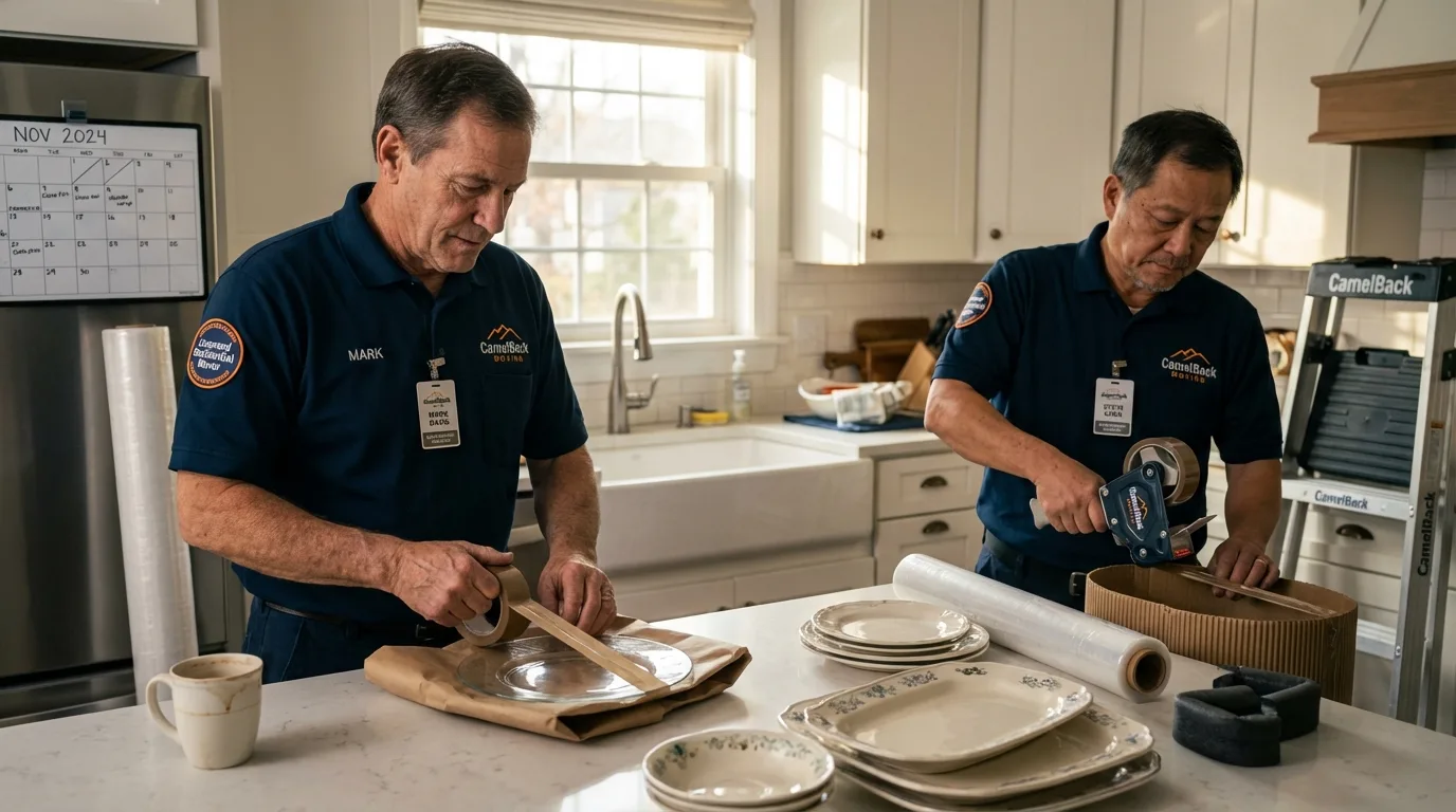 Professional crew packing kitchen dishware in Grand Island, NE
